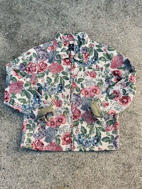 🌸 Lark & Owl Floral Tapestry Zip-Up Jacket – Size Large